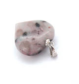 Dainty Sterling Silver & Rhodonite Gemstone Reversible Heart Pendant 3.3g