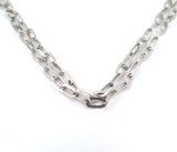 Stylish Retro 14ct White Gold Flat Oval Link Chain Necklace 82cm 7.3g