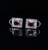 Vintage 2.20ct Ruby & 2.08ct F-G Si Diamond Set 18ct Gold Ear Clips Val $37610