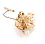 Vintage 14ct Yellow Gold & Pearl Spray Decorative Brooch 6.5g