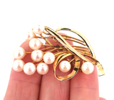 Vintage 14ct Yellow Gold & Pearl Spray Decorative Brooch 6.5g