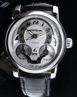 Montblanc Star Nicholas Rieussec Gmt Chronograph Steel 43mm Watch Ref 102336