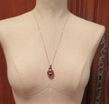 Stylish Sterling Silver Enamel Ladybird Pendant with Millefiori & CZ Accents 12g