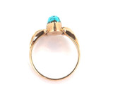 Naturalistic Style 14ct Yellow Gold & Turquoise Ring Size K 2.1g