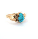 Naturalistic Style 14ct Yellow Gold & Turquoise Ring Size K 2.1g