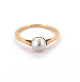 Dainty 14ct Yellow Gold & 5.5 mm Pearl Dress Ring Size L 1.3g