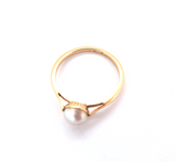 Dainty 14ct Yellow Gold & 5.5 mm Pearl Dress Ring Size L 1.3g
