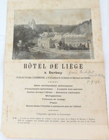 RARE 1898 Hotel de Liege, Durbuy, Belgium Tarif & Info Pamphlet.