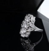 Vintage 0.77 cttw Diamond 14K White Gold Plaque Ring Size O 1/2 Val $4560