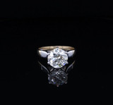 Vintage 2.19ct European Old Cut Diamond Handmade 18K Gold Ring Size L Val $29180