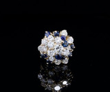 Handmade Diamond & Australian Sapphire Cluster 14ct Gold Ring Size E Val $7660