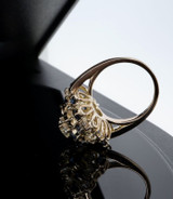 Handmade Diamond & Australian Sapphire Cluster 14ct Gold Ring Size E Val $7660