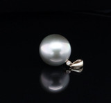 Vintage 13.0mm - 13.5mm Tahitian Pearl & Diamond 14K Gold Pendant Val $2630