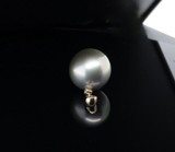 Vintage 13.0mm - 13.5mm Tahitian Pearl & Diamond 14K Gold Pendant Val $2630