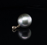 Vintage 13.0mm - 13.5mm Tahitian Pearl & Diamond 14K Gold Pendant Val $2630