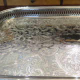 Large Impressive Oneida, USA Silverplate Serving Tray With Gallery Sides