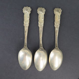 Three Antique USA Made Sterling Silver Rose Themed Teaspoons