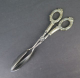 Pair of Vintage German Stainless Steel Tongs With Ornate Sterling Silver Handles