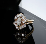 Vintage Marquise Cut Diamond 1.28cttw 14k Yellow Gold Cluster Ring Val $8640