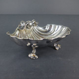 Large Early - Mid Century English Made Silverplate Tri-Footed Shell Shaped Dish