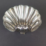 Large Early - Mid Century English Made Silverplate Tri-Footed Shell Shaped Dish