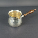 Vintage Silverplate Hand Held Brandy Warmer With Turned Mahogany Handle