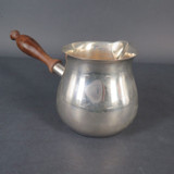 Vintage Silverplate Hand Held Brandy Warmer With Turned Mahogany Handle