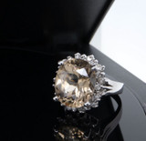 Vintage 14K White Gold 14.6x12.5mm Zircon & 0.72ct Diamond Halo Ring Val $9940