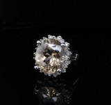 Vintage 14K White Gold 14.6x12.5mm Zircon & 0.72ct Diamond Halo Ring Val $9940