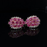 A fine Pair of 14K Gold 11.96ct Ruby & Diamond Earrings Val $5950