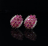 A fine Pair of 14K Gold 11.96ct Ruby & Diamond Earrings Val $5950