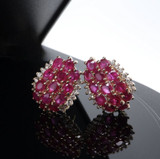 A fine Pair of 14K Gold 11.96ct Ruby & Diamond Earrings Val $5950