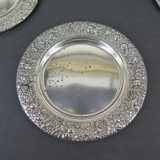 Set Of Three Vintage Sterling Silver Floral Bordered Plates