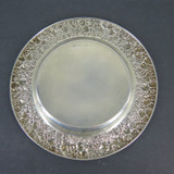 Set Of Three Vintage Sterling Silver Floral Bordered Plates