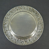 Set Of Three Vintage Sterling Silver Floral Bordered Plates