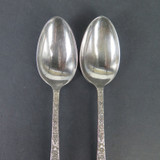 Two Antique Floral Handled Sterling Silver Teaspoons, 50 grams