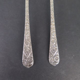 Two Antique Floral Handled Sterling Silver Teaspoons, 50 grams