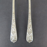 Two Antique Floral Handled Sterling Silver Forks, 61 grams