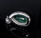 6.55ct Emerald & 2.85ct F Si Diamond Halo 18K White Gold Pendant Val $40890
