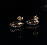 Vintage 14k Yellow Gold Jadeite & Pearl Stud Earrings Val $2910