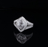 Vintage 1.06ct Marquise Diamond 18k White Gold Halo Ring Size N Val $13225