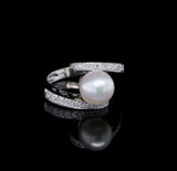 Vintage Cultured Pearl & 0.36ct Diamond 14ct White Gold Ring Size M1/2 Val $3425