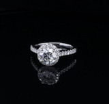 GIA 1.13ct G Diamond 14k White Gold Halo Ring Size L Val $13700