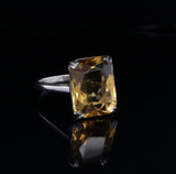 Vintage 7.51ct Golden Citrine 14k White Gold Ladies Cocktail Ring R Val $3145
