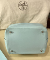 Auth Hermes Toolbox 20 Twist Leather Atoll Bleu Shoulder Bag