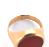 Vintage 18ct Yellow Gold & Carnelian Classic Mens Signet Ring 5.2g Size S