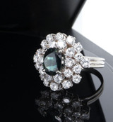 2.63ct Australian Sapphire 2.34ct Diamond 14k Gold Cluster Ring sz Q Val $13695