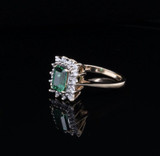 Vintage Emerald & 0.56ct G Si Diamond Halo 14k Gold Ring Size M Val $4335