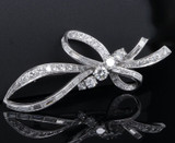 Vintage 1950s Platinum & 3.84ct G VS Diamond Set Ribbon Brooch Val $26900