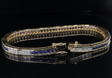 Australian Sapphire & 4.50ct Diamond Set 18k Gold Line Bracelet 18cm Val $23660